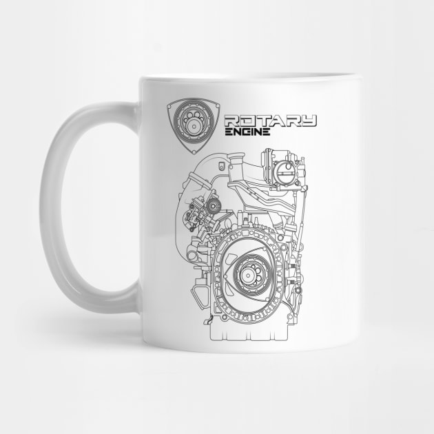 Mazda RX-7 FC FD RX-8 engine Vankel rotary engine blueprint text by dygus